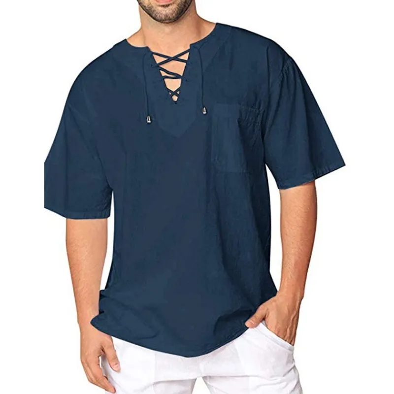 Trend Summer Mens Shortsleeved Tshirt Cotton and Linen Casual Mens Tshirt Shirt Beach Tee 220615