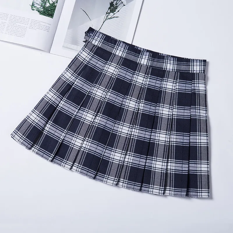 Mode Frauen Rock Adrette Plaid Röcke Hohe Taille Chic Student Falten Rock Harajuku Uniformen Damen Mädchen Tanz Röcke 220701