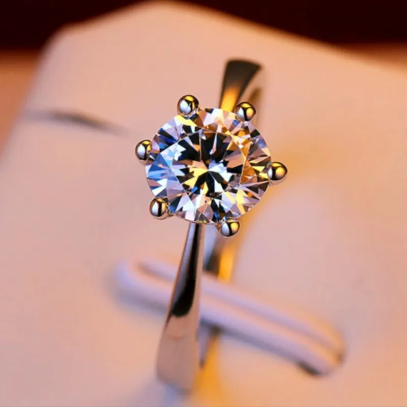 Ringe für Damen, Prinzessin, 925er Silber, Sechs-Klauen-Ring, zierlicher Schmuck, runder weißer AAA-CZ-Diamant, Hochzeitsgeschenke5269136
