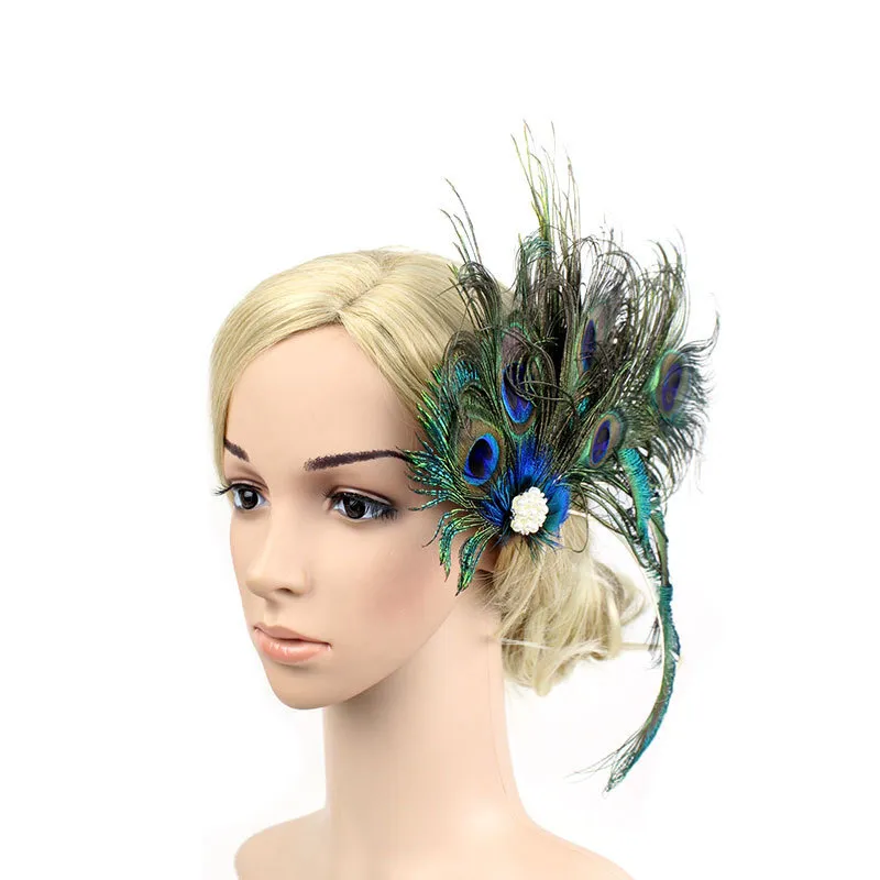 Mulheres Pavão Feather Fascinator Clipe Ladies Day Races Party Wedding Party Bridal Tiara Hairpin Hair Acessories Capterpip de noiva 2207197466044