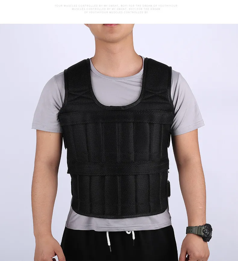 30KG Weight Vest For Boxing Weight Training Workout Fitness Gym Equipment Adjustable Waistcoat Jacket Sand Clothing 220426