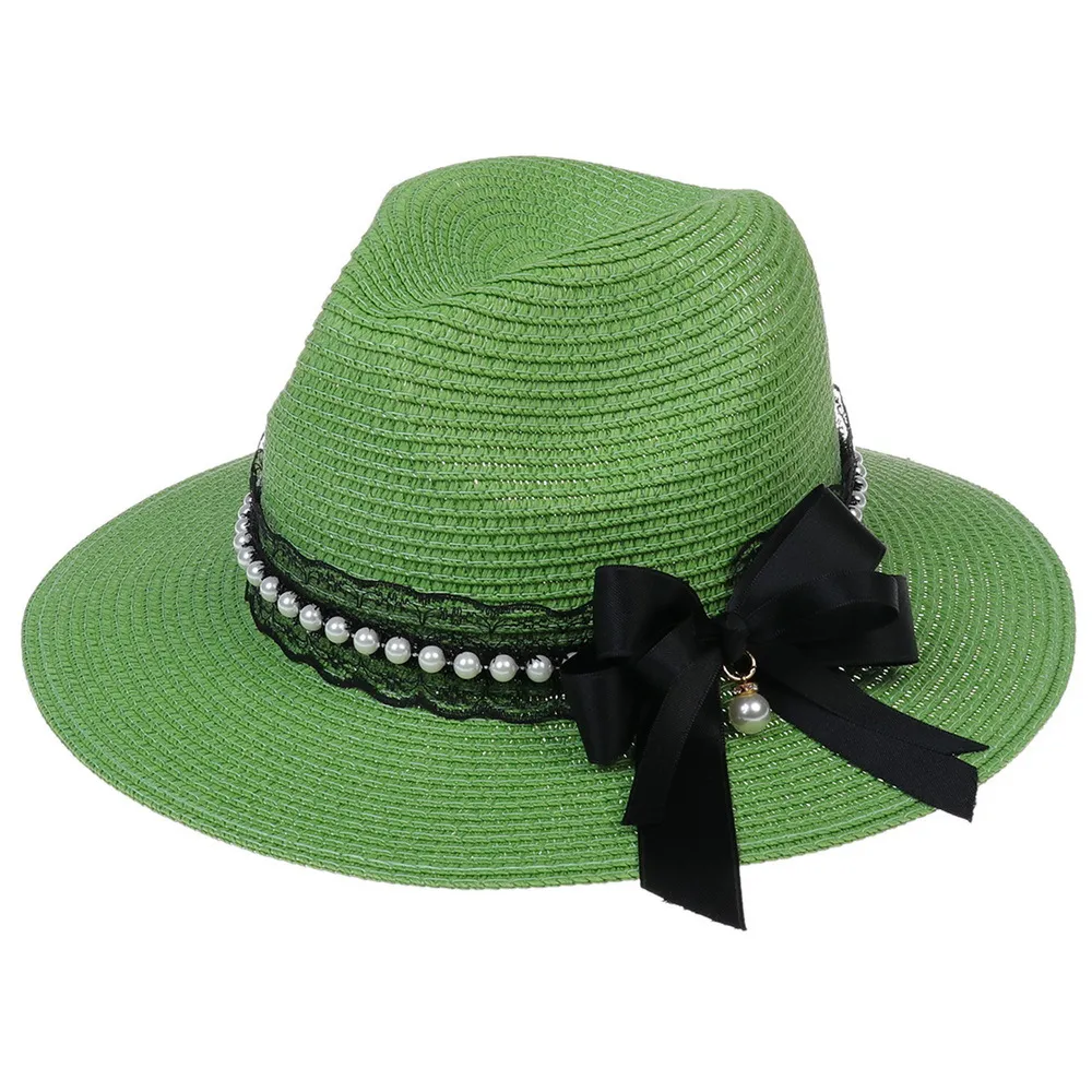Dames zon hoeden zwarte kanten boog zomer strandhoed voor vrouwen opvouwbare reisstro -hoed