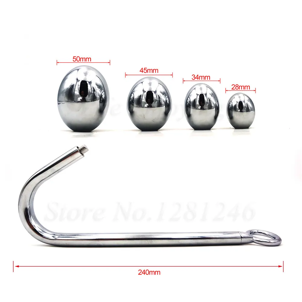 Stainless Steel Anal Dilator Butt Plug sexy Toys for Men Women Anus Hook Rreplaceable Ball Metal Slave Adults BDSM8129615