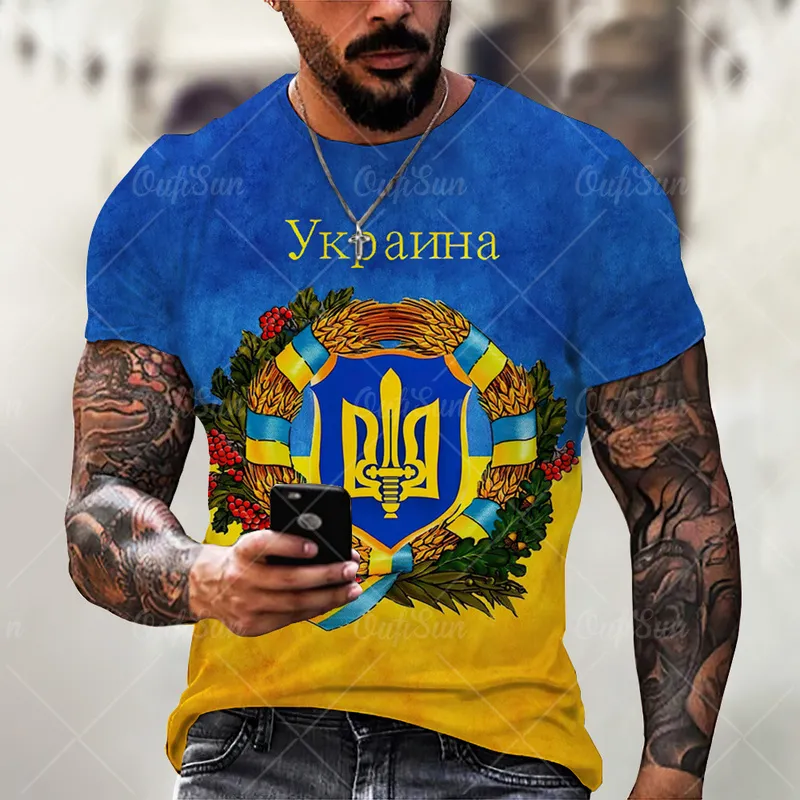قميص ثلاثي الأبعاد طباعة القمصان للرجال الأوكرانية تي شيرت العلم علمية قصيرة الأكمام الصيفية o الرقبة harajuku Top Tee 220618