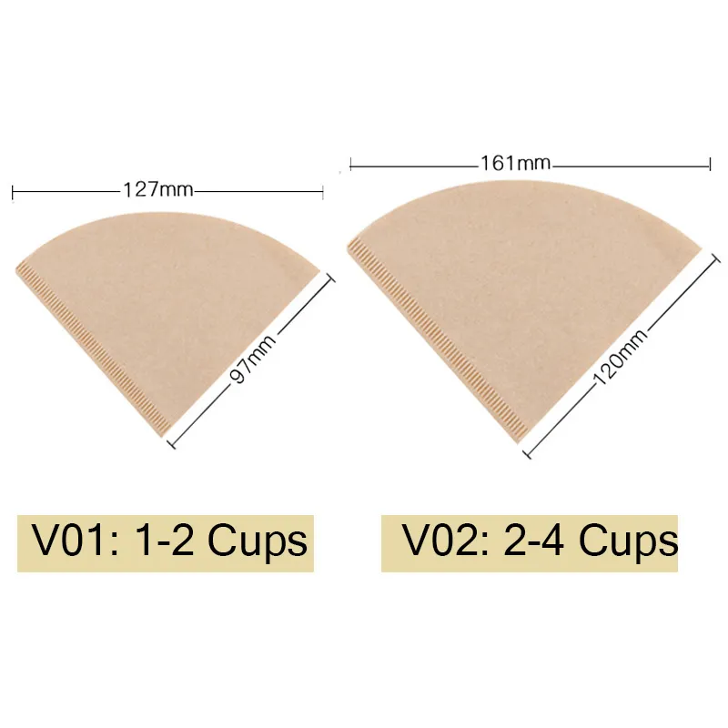 V60 Фильтрующая бумага V01 V02 V форма Drip Drip Coffee 101 102 Налить натуральные инструменты бариста 40/100 шт. 220509