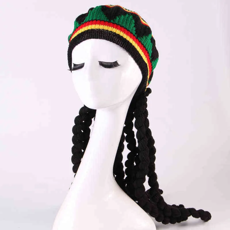 Afrika Jamaicaanse rasta hoed met vlechten europen en Amerikaans gebreide baret cap voor feestcosplay man en vrouw verkleed L220708888888816522770184