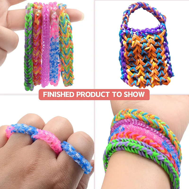 Rubber Bands DIY Weaving Tool Box Creative Set Elastic Silicone Bracelet Kit Kids Toys for Children Gift Making 220608