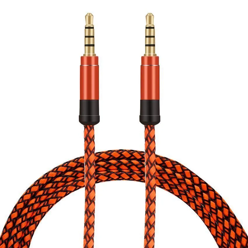 1.5m 3m Braided Stereo Aux Cord 3.5mm Jack Male to Male Audio Cable Fabric Auxiliary Wire for Samsung Huawei Phone Speaker Headphone PC