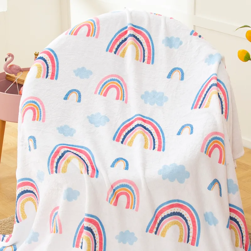 Cartoon Rainbow Flannel Blanket for Beds Soft Warm Nordic Throw Blanket Sofa Bed Knee Blankets Customize Baby Child Bedspread 220616