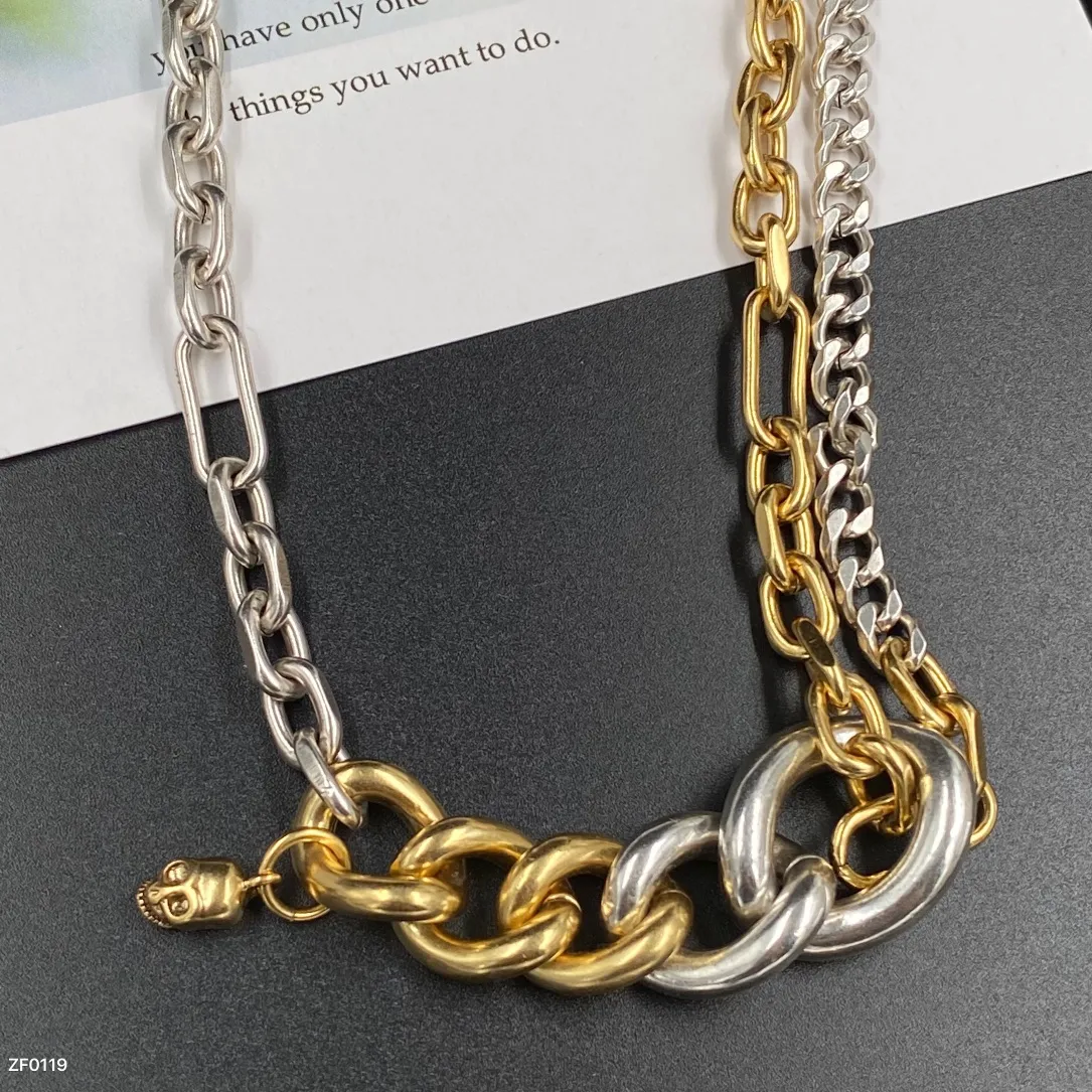 Nuovi pendenti dal design teschio gufo diamanti esagerata catena spessa collana da donna punk hip-hop orecchini da donna N01281K