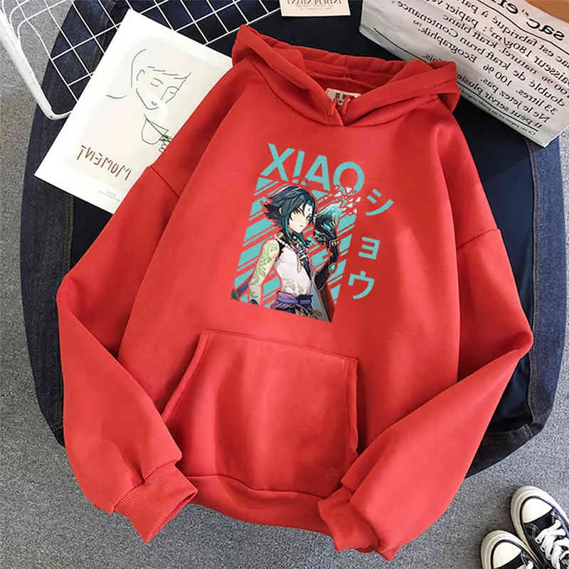 ホットゲームGenshin Impact Xiaoクールプリントパーカー女性/男性ヒップホッププラスサイズスウェットStreetwear Graphicファッション