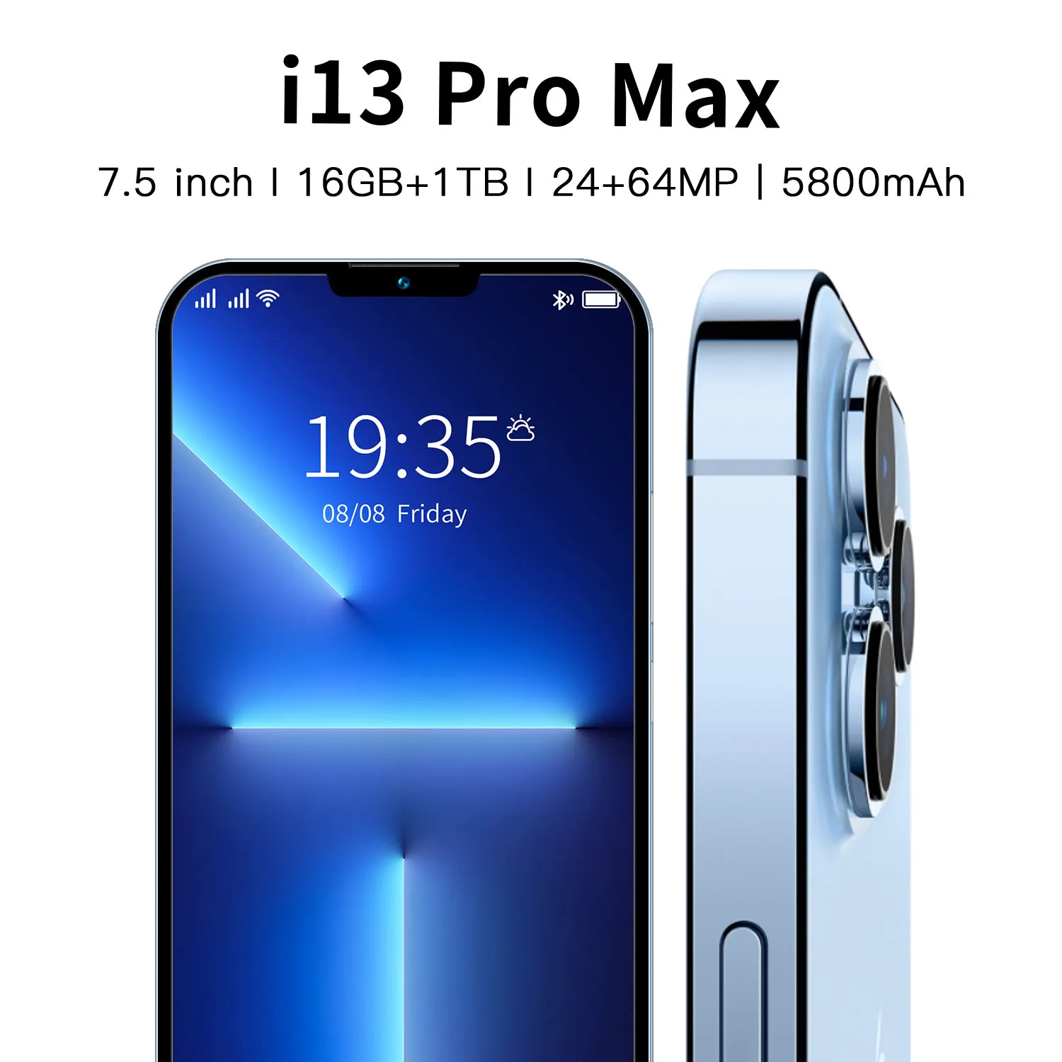 2022 Latest Smart Phone I13 Pro Max 16GB+1TB 7.5 Inch Full Screen Smartphone 10 Core 5000mAh I13 Pro Android Phone Fast Shipping
