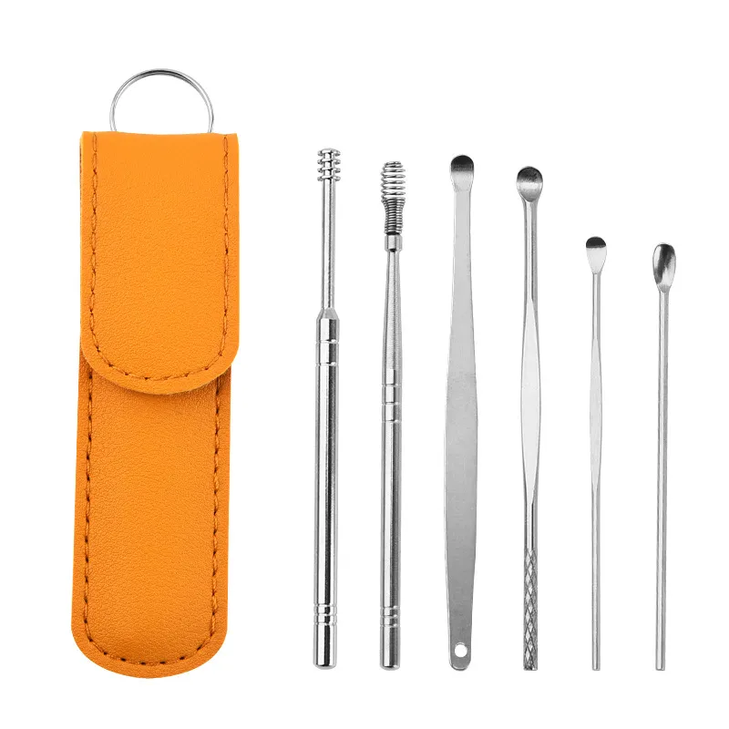 6 pezzi detergente le orecchie cera le orecchie ridotto auricolare cereve curette kit detergente cure cure utensili la pulizia 8430625