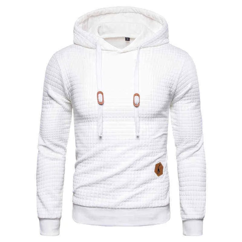 2022 Nya hoodies män varumärke rutiga huvtröja tröja hoodie tracksuit svettrock hösten manlig avslappnad solid sportkläder l220730