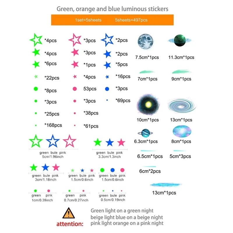 Adesivos de parede de estrelas coloridas luminosas brilham na decoração de casa escura adesivos fluorescentes para garotas decalques de parede do quarto do quarto de crianças 220510