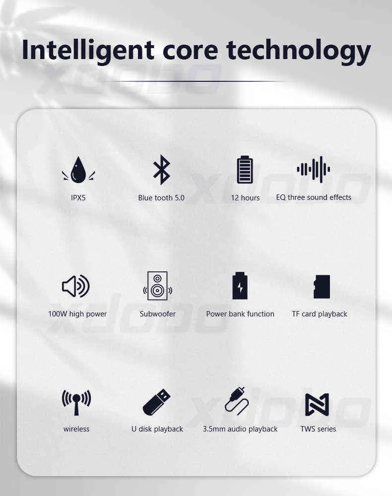 XDOBO X8 MAX 100WポータブルスピーカーワイヤレスBluetooth SoundBar BT5.0 Power Bank TWSサウンドボックス20000MAHブームボックスオーディオプレーヤーH220412