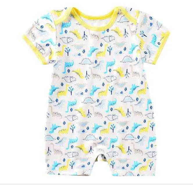 Unisex spädbarn babykläder kort ärm sommarkläder full tryckt bekväm mjuk bomull romer småbarn pojke flickor jumpsuit g220510