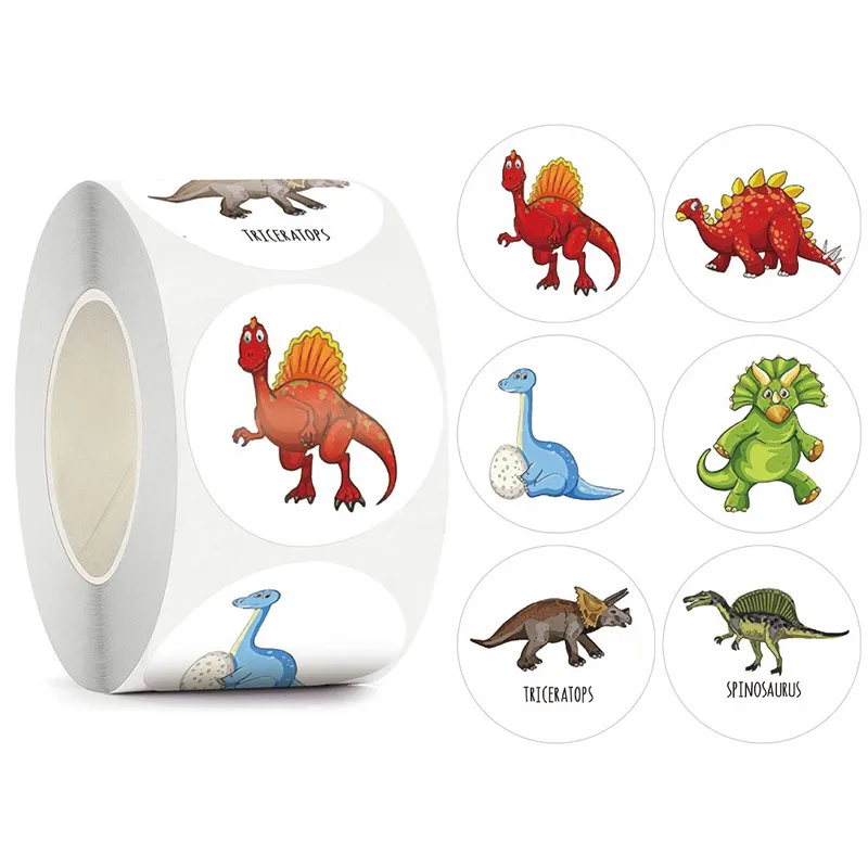 50 adesivos de dinossauro de animais fofos para crianças 1 polegada de menino jogo de brinquedo de aniversário da sala de aula de recompensa de recompensa 220716