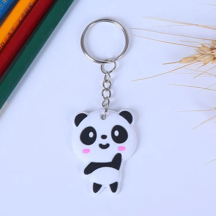 Delysia King Lindo Panda de Dibujos Animados Llavero Pareja Originalidad Regalos Moda Artesanía Bolsa de Goma de Dos Caras Colgante 220516