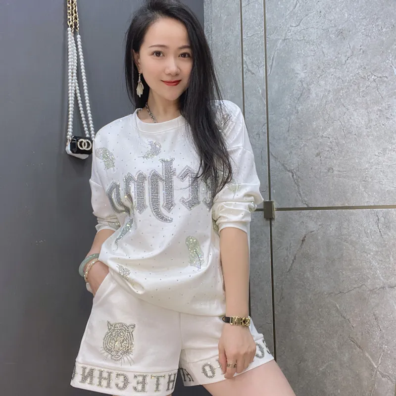 Sparkly Hem Short Design Trousers For Spring Summer Elastic Waist Shorts Women Solid Color Pants 220419