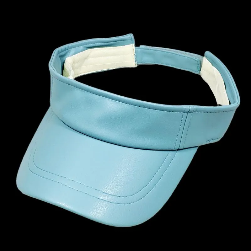 أقناع القبعات العادية Sun Visor for Summer Pu Leather Womens Cap Golf Runking Yellow Blue Black Red LT Brownvisors277L