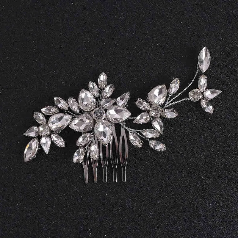 Silver Handmade Rhinestone Bridal Headwear Women Jewelry Luxury Comb For Bride Ornaments Hair Clip AA220323