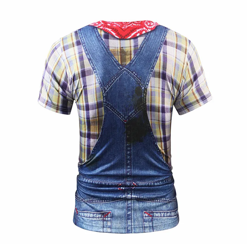 Letnia odzież typu streetwear z krótkim rękawem imitacja garnituru kamizelka 3D T shirt moda zabawna imitacja garnituru Tuxedo muszka 3D drukowane męskie koszulki 220407