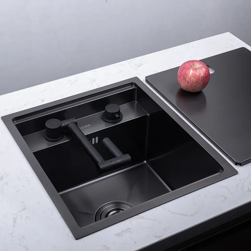 black Hidden Kitchen sink Single bowl Bar Small Size sink Stainless Steel Balcony sink