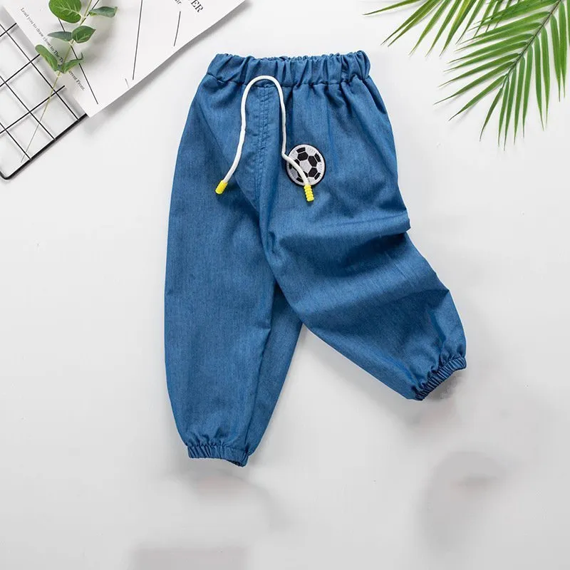 Summer Boys Mosquito Jeans Cute Pattern Design Casual Loose Pants For 12M5T Childrens Trousers Clothes Blue 220812