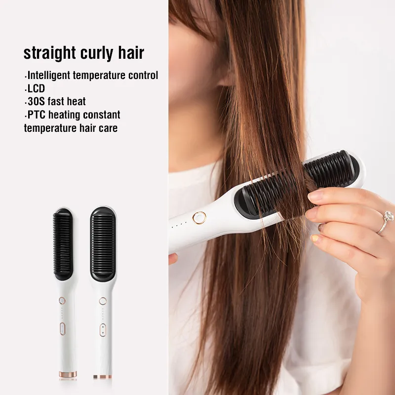 Hair Straightener Comb Straightener Dryer and Straightening Brush Iron Beard Electric Comb 220602