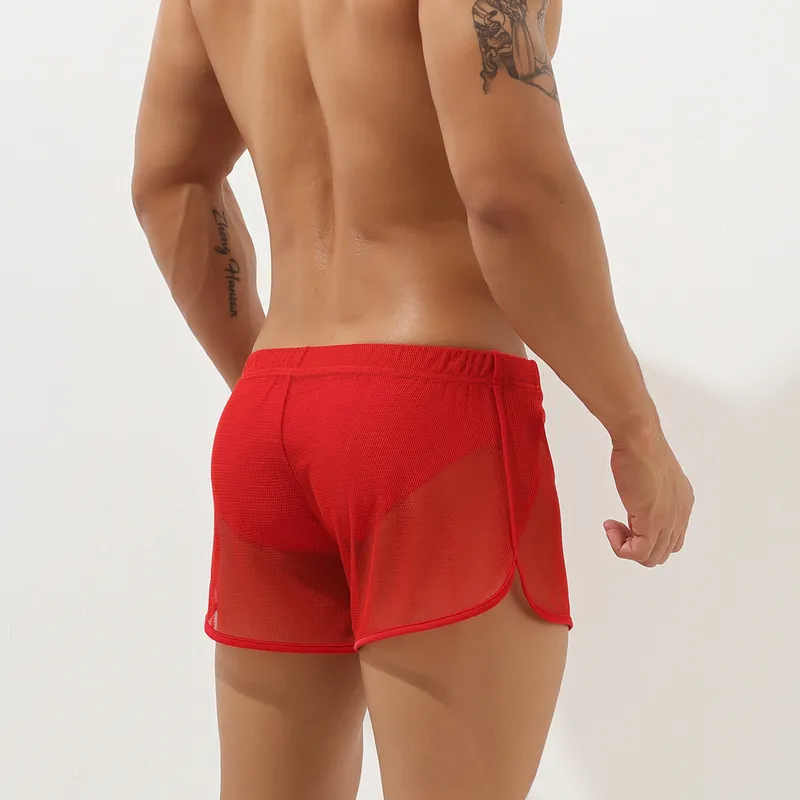 Boxer pour homme Pyjama Casual Trunks Short de détente taille basse à séchage rapide Respirant et confortable à la maison 220318