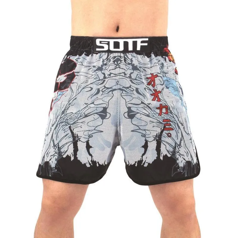 SOTF mma cobra venenosa tecido elástico homens mulheres shorts de boxe geométrico Tiger Muay Thai mma shorts roupas de boxe shorts de luta 29148706