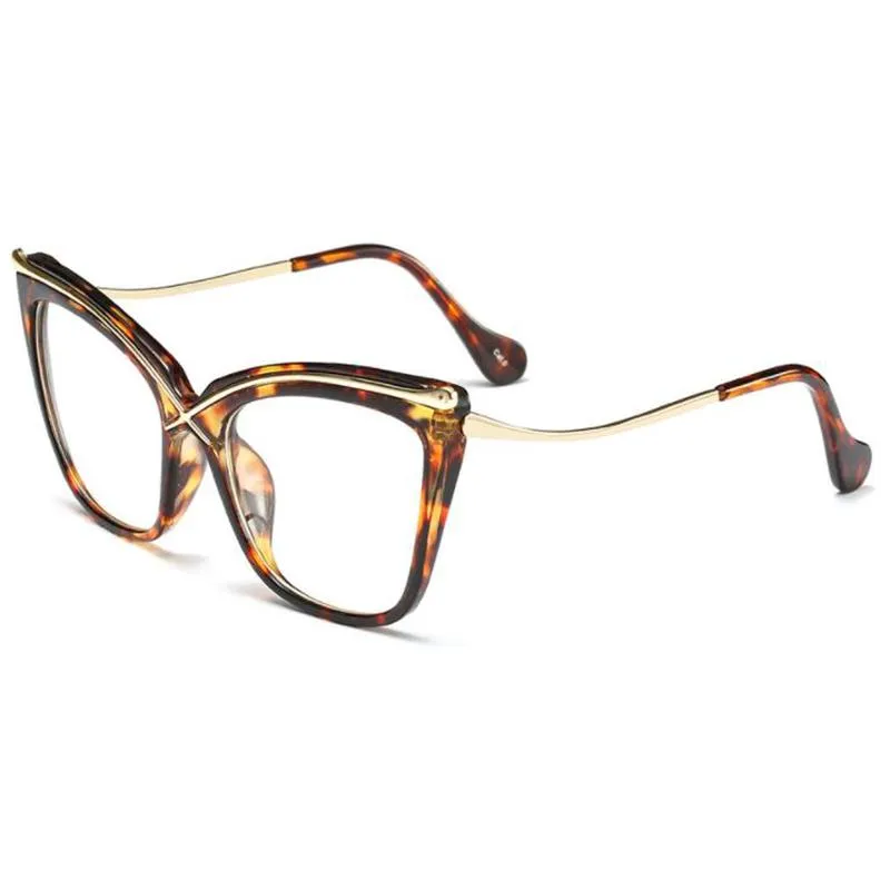 نظارة شمسية فريدة من نوعها Leoaprd Cat Eye Reading Glasses Women Big Frame Presbyopia Clear Anti Blue Light 2 4 Leesbrils238s