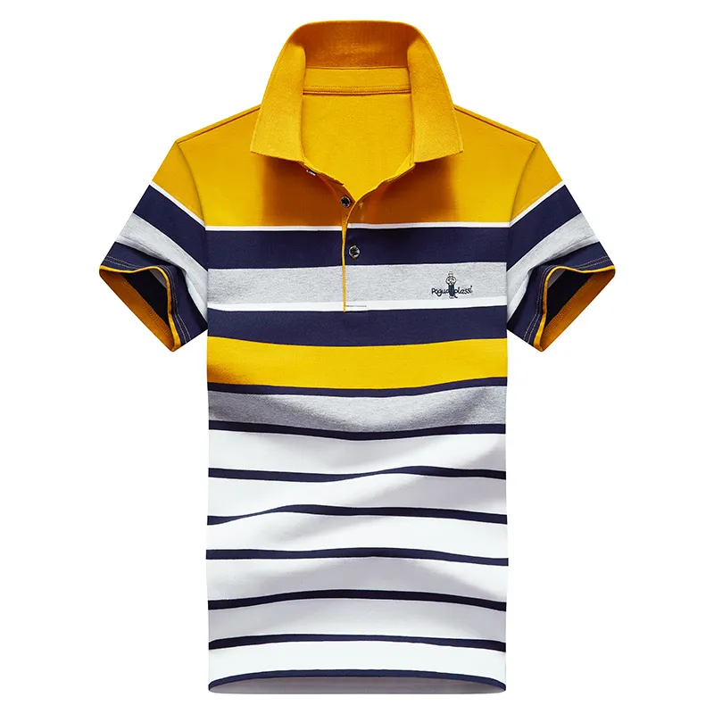 Summer Men Embroidery Polo Shirt Business Casual Loose Big Size Stripe Polo Shirt Men Cotton Fashion Men Polo 220716