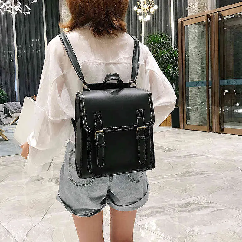 Backpack Style BagVintage PU Saco de couro PU Mulheres Escola de moda para meninas Saco de ombro de alta qualidade A 220723