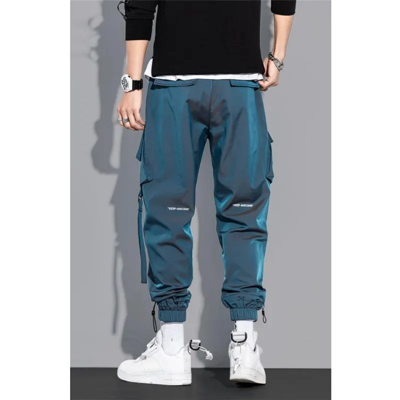 Męskie spodnie ładunkowe moda Hip Hop Multi-Papośle Spodnie Trendy Streetwear Solid Stupants Pantelones Casuales Para Hombre 220721