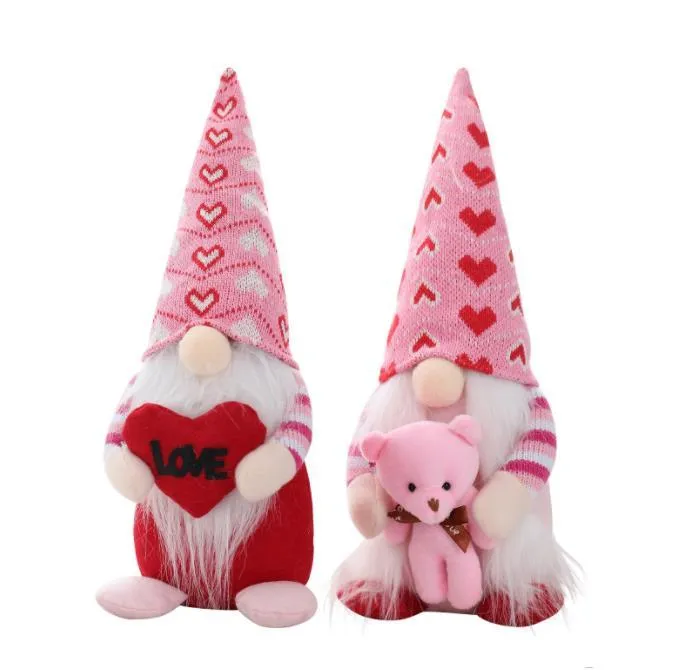 Valentin Day Gnome Bear Love Sanseless Party Favend Gnomes Gods GodS Window Pènes Decoration Toys Ornements