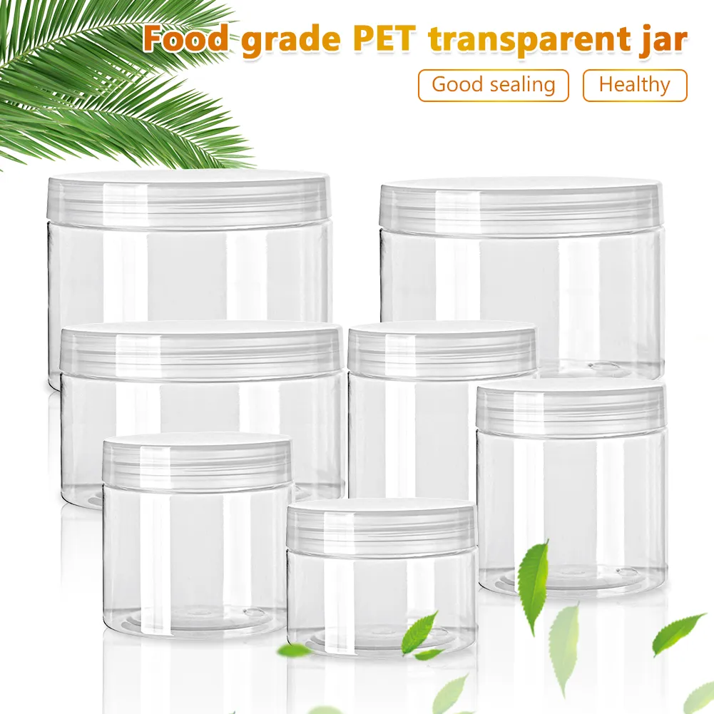 Wide Mouth Jar Leak Sample Clear Can Tin Lid Refillable Makeup Balm Proof Empty Plastic Storage Container Screw Face Cream