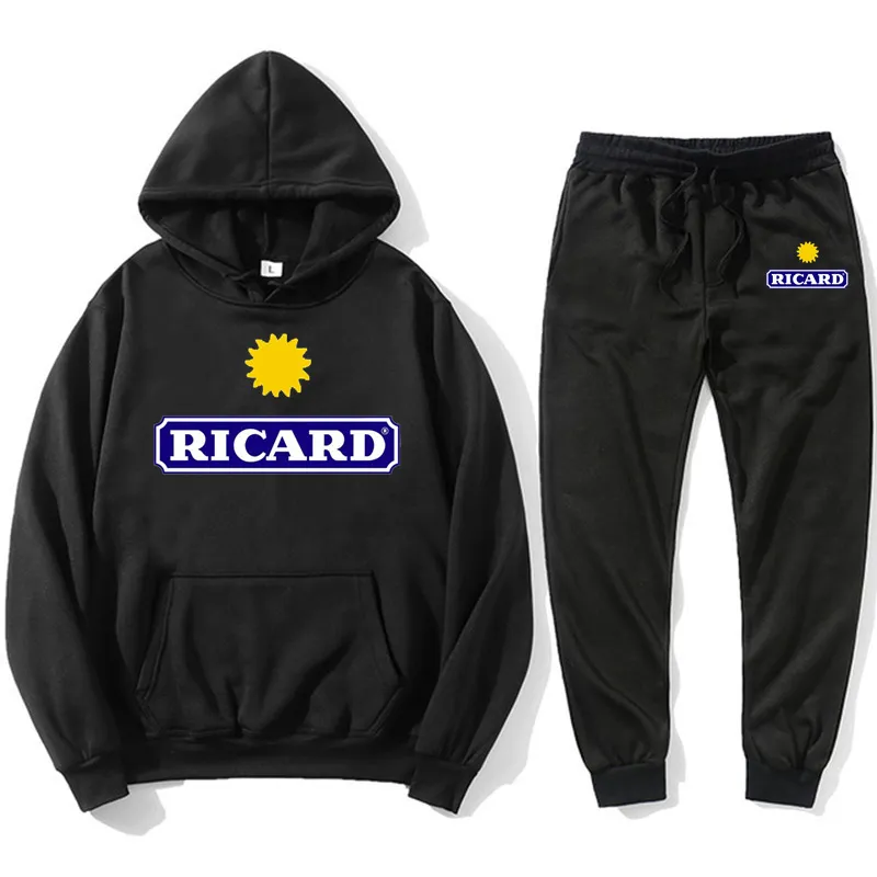 Ricard Brand 2 조각 세트 트랙 슈트 남자 후드 셔츠 팬츠 풀오버 까마귀 스포츠웨어 정장 Ropa Hombre 의류 220815