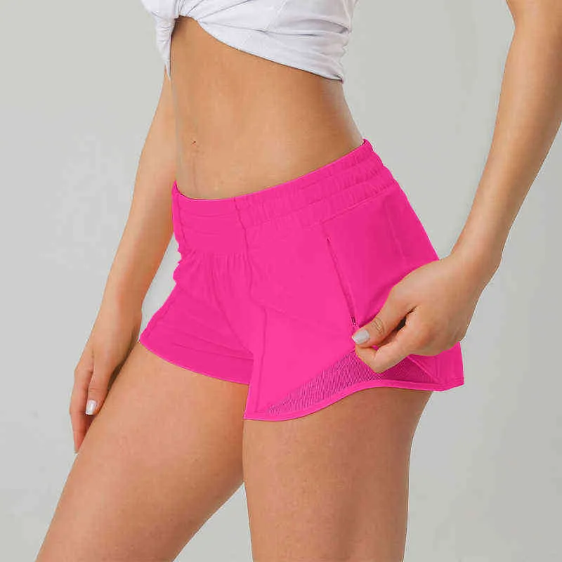 lu You Want Women Yoga Shorts 2.5" with Liner Side Zipper Pockeks Sports Running Short Exercise Workout Training