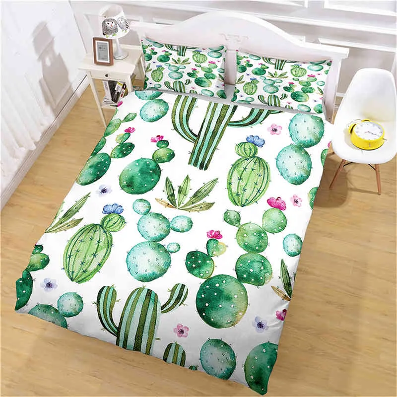 Set biancheria da letto con stampa 3D Copripiumino personalizzato King Europe Copripiumino matrimoniale Coperta Biancheria da letto Nordic Cactus