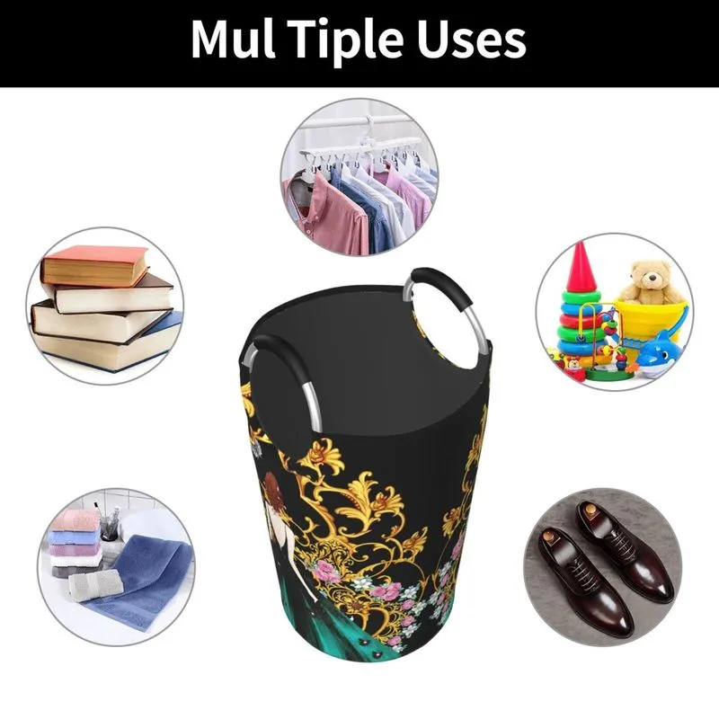 Customize Foldable Dirty Clothes Basket Ox Cloth Folding Laundry Bag Waterproof Washing Bin with Handle Storage Baskets Box 220707