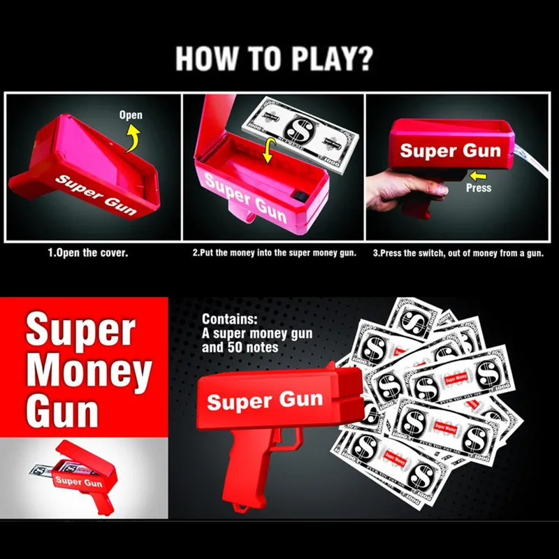 Rain Money Gun Toy With Bills Funny Outdoor Banknote Gun Toys Cash Cannon For Birthday Wedding Christmas Party Supplies 227554825