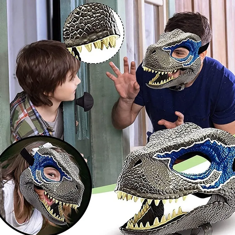 3D Маска динозавра Реквизит для ролевых игр Производительность Головной убор Мир Юрского периода Raptor Динозавр Дино Фестиваль Карнавальные подарки 220704