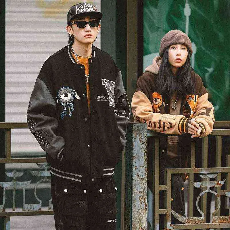 Men Women Letter Embroidery Varsity Jackets Japanese Thin Oversized Spring Autumn Baseball Jacket Coat Hip Hop Harajuku College T220816