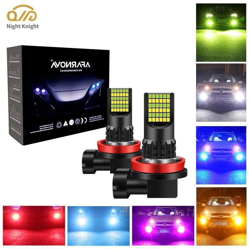 2 PZ H7 H16 H8 Fendinebbia Lampadina H11 Fendinebbia a LED auto Dual Color HB3 9005 LED HB4 9006 Lampada da corsa guida automatica 12V