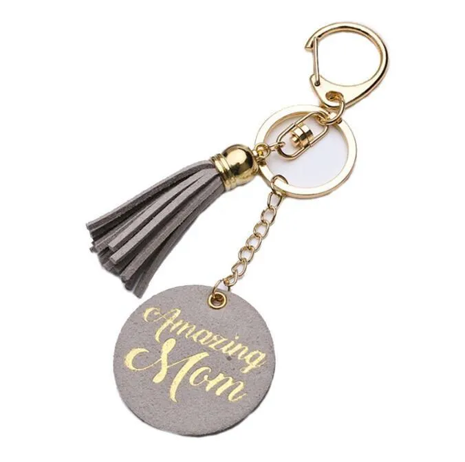 Mama Charm Keychain Microfiber Leather Tassel Mors dag Gift Nyckelringar för mammor Grands Women Christmas Birthday Present