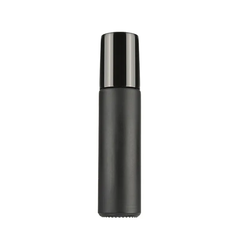 10ml Matte Black Glass Roller Perfume Bottle 10cc Roll On Essential Oil Vail