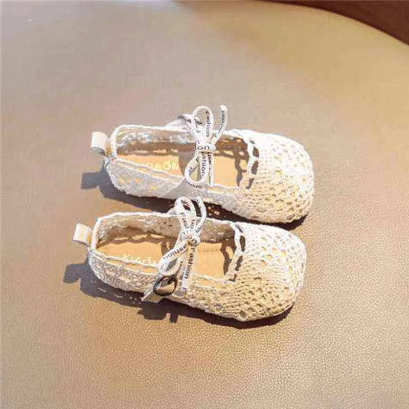 Bebê de algodão malha malha da princesa criança criança verão ao ar livre anti-deslizamento Holida Hollow Out Sapatos vintage Baby Shoes G220523