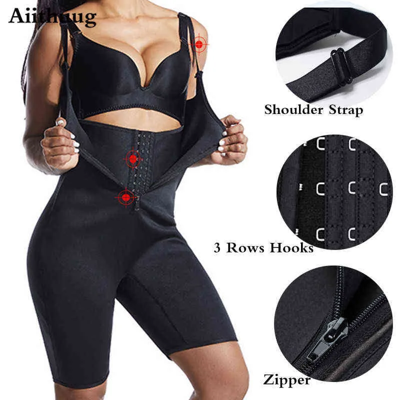 Aiithuug kvinnor full kropp shaper sport bastu svett slant väst kostym neopren viktminskning forma midja midje tränare bodysuit l220802